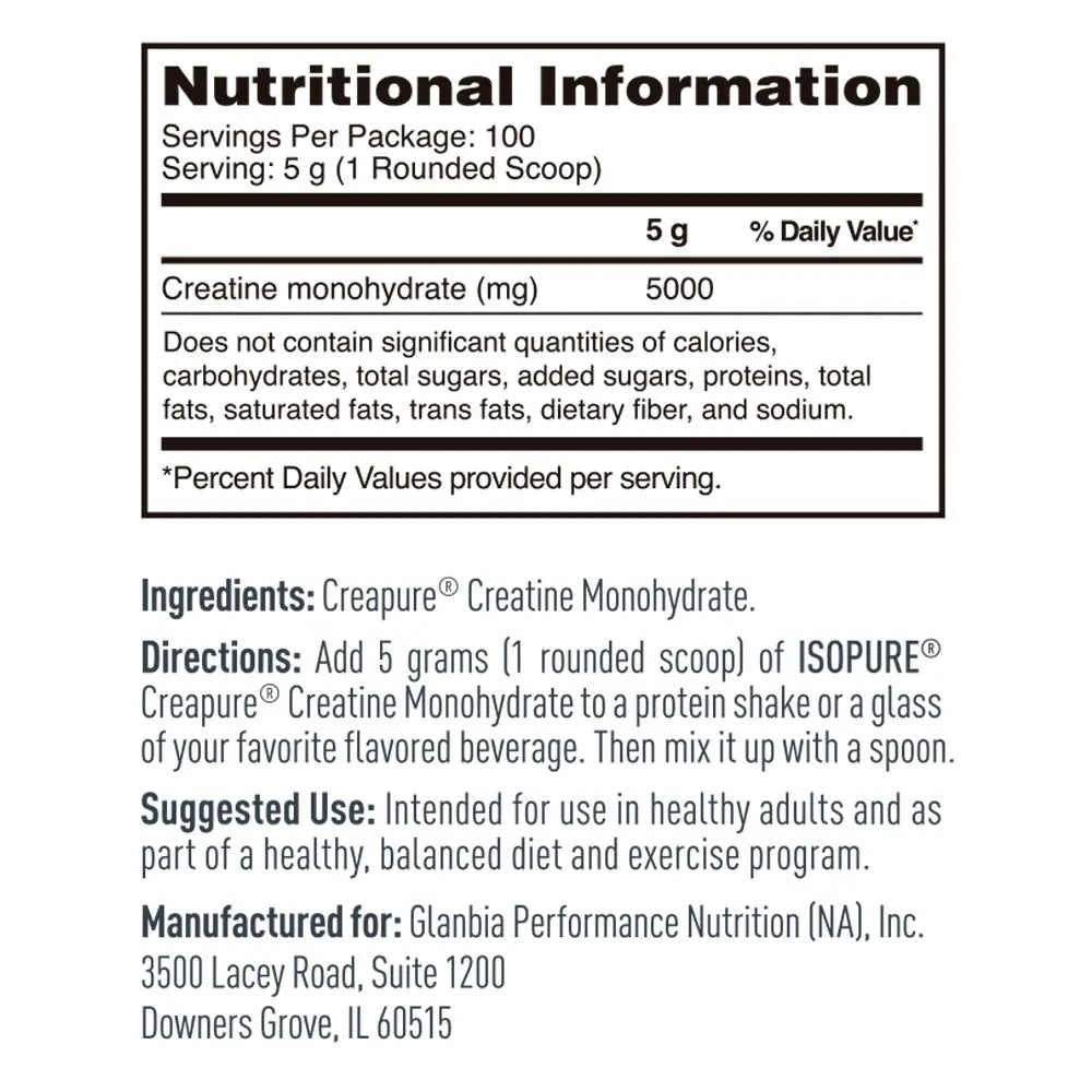 Isopure Creatine Monohydrate Isopure Company