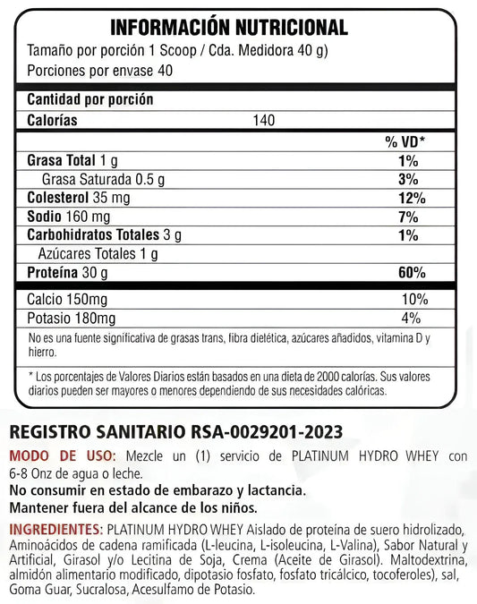 Platinum Hydrowhey Optimum Nutrition