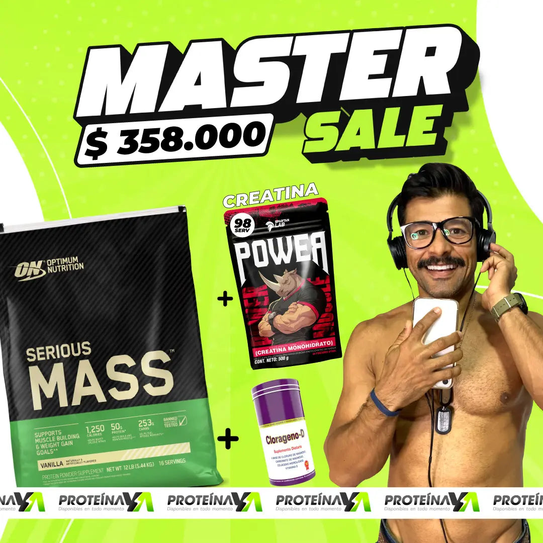 Serious Mass 12 LB + Creatine Power 500 g + Clorágeno-D