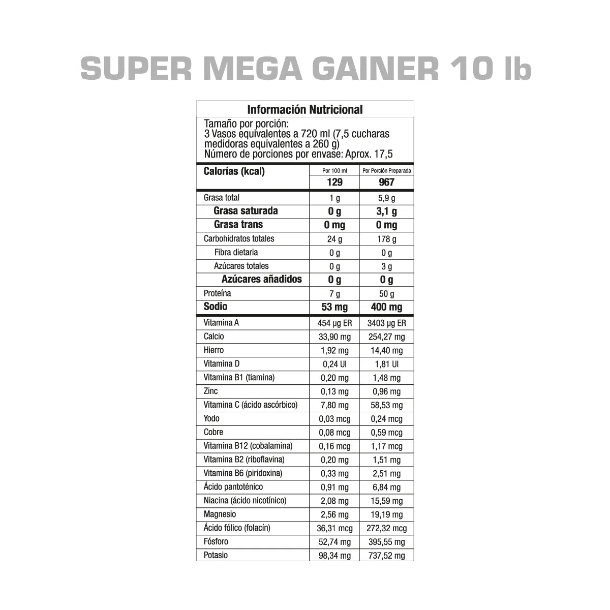 Super Mega Gainer GMN - Proteína YA
