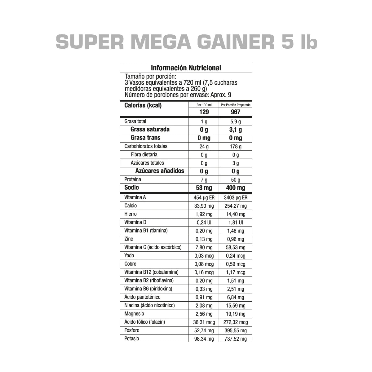 Super Mega Gainer GMN - Proteína YA