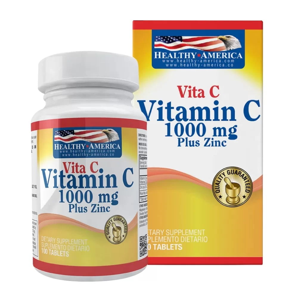 Vitamin C 1.000 Plus Zinc Healthy America - Proteína YA