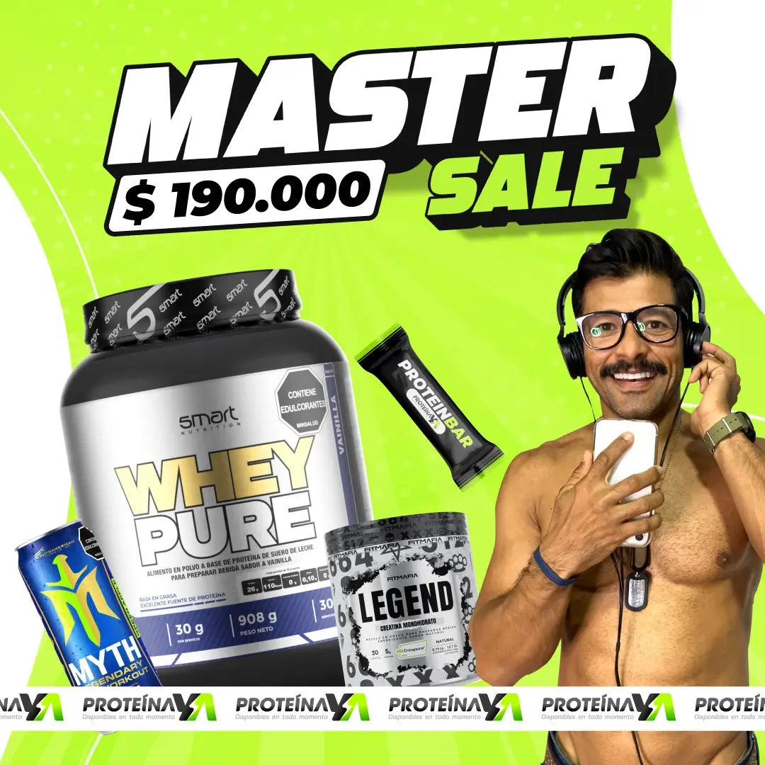 Whey Pure 2 lb + Creatine Legend 30 serv + Bebida en lata + Barra de proteína
