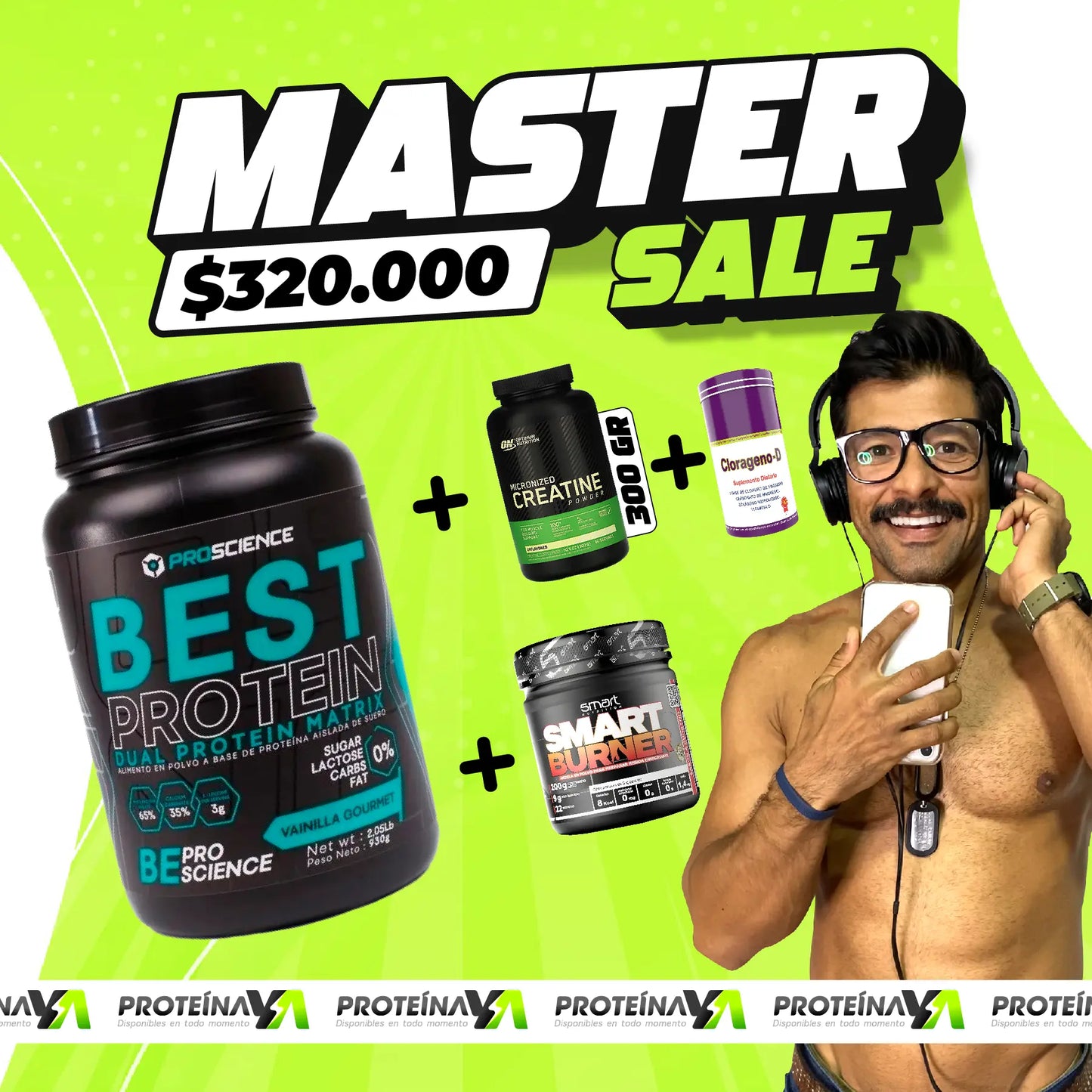 Best Protein 2 lb + Creatine ON 60 Serv + Clorágeno-D + Smart Burner 200 gr