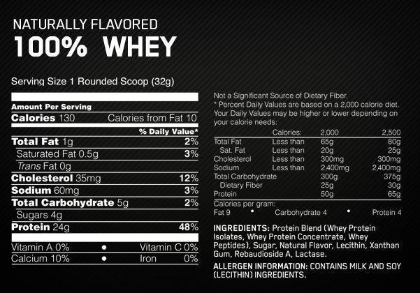 Naturally Flavored Gold Standard 100% Whey Optimum Nutrition - Proteína YA
