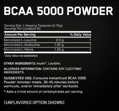 Instantized BCAA 5000 Powder Optimum Nutrition - Proteína YA