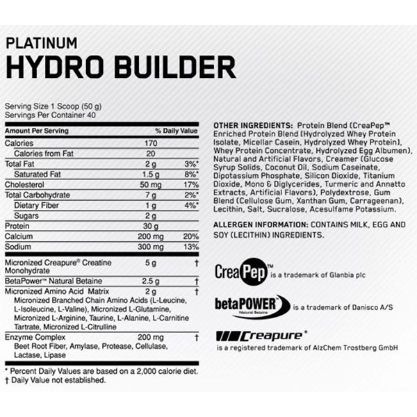 Platinum Hydro Builder Optimum Nutrition - Proteína YA