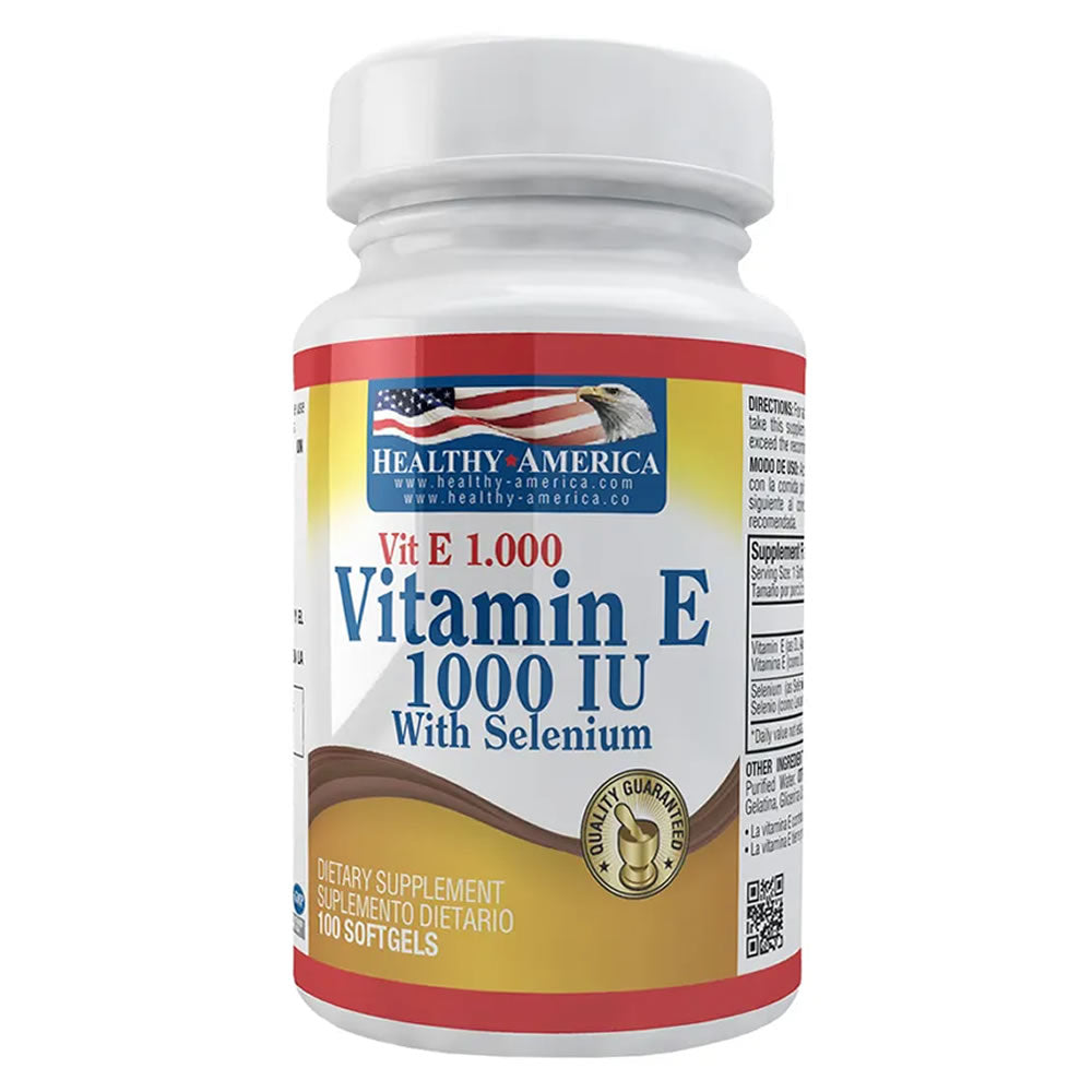 Vitamina E 1000 IU con Selenium Healthy America - Proteína YA