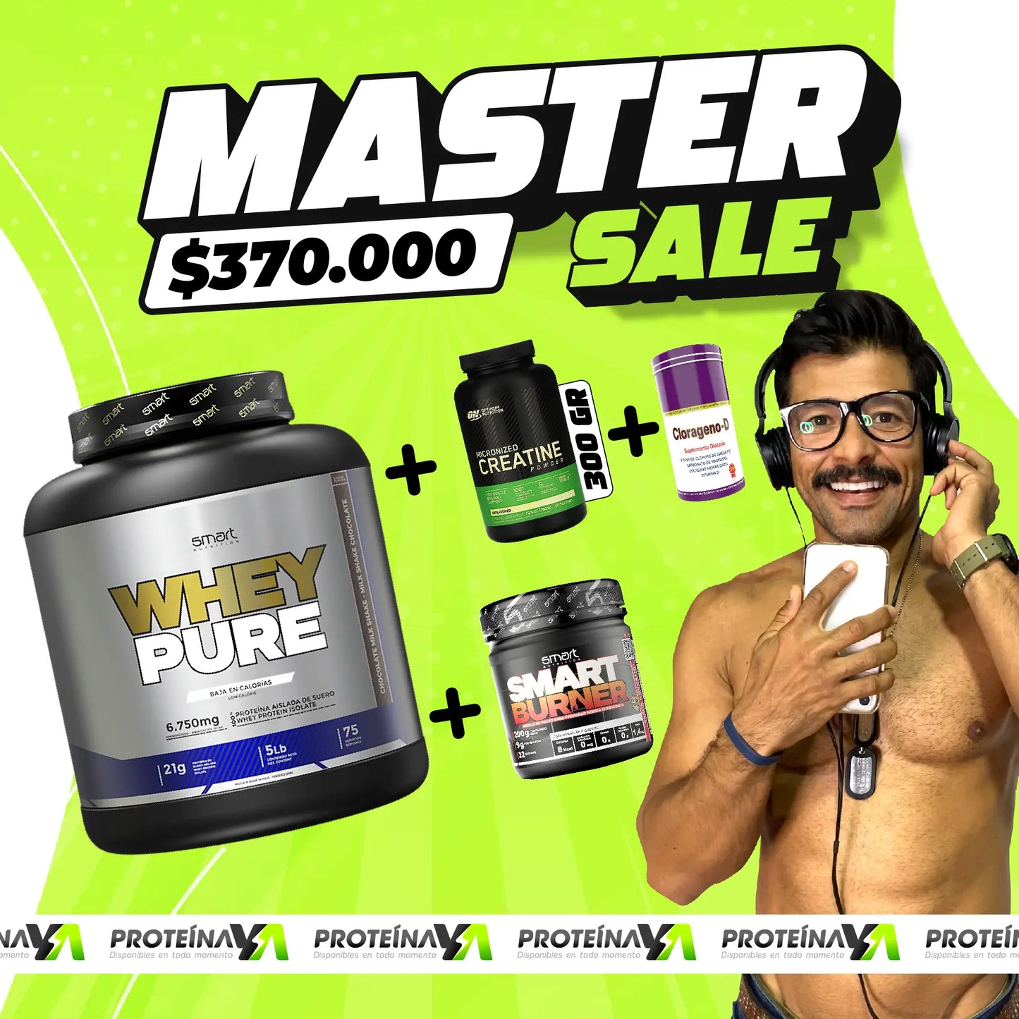 Whey Pure 5 lb + Creatine ON 60 Serv + Clorageno-D + Smart Burner 200 gr