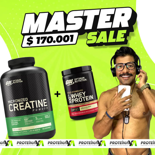 Creatine 120 serv Optimum + Gold Standard 100% Whey Vanilla 10 serv (gratis)