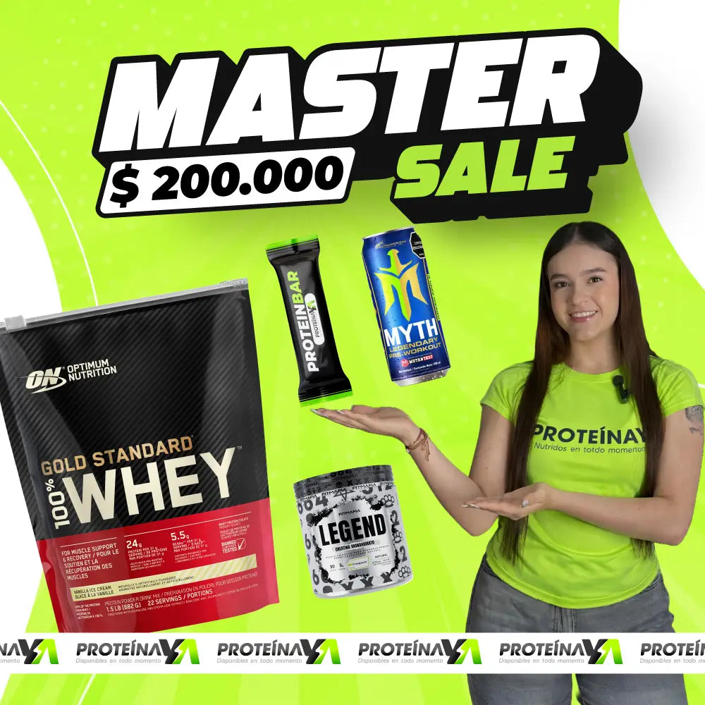 Gold Standard 22 serv + Creatine Legend 30 serv + Bebida en lata + Barra de proteína