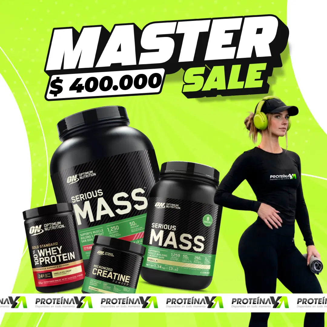 Serious Mass 3 lb y 6 lb + Gold Standard Whey 10 serv + Creatine ON 60 serv