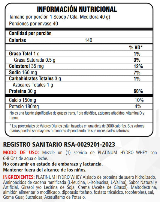 Platinum Hydrowhey Optimum Nutrition - Proteína YA